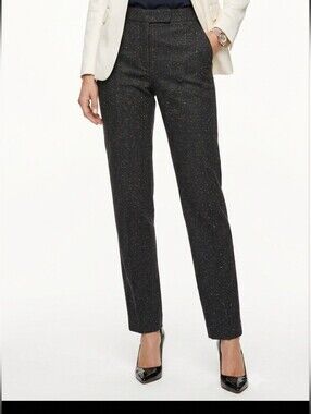 Ann Taylor Wool Black Sparkle Straight-Leg Trousers